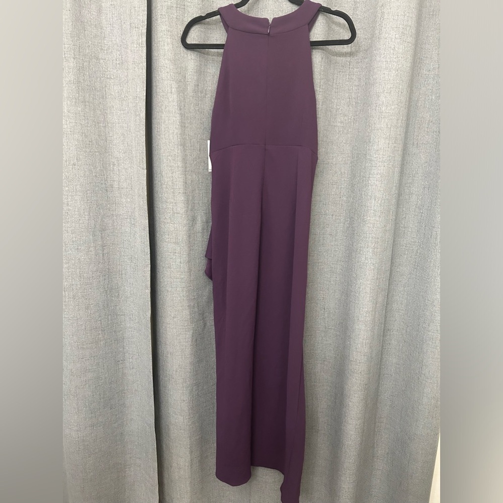 SLNY Women's Long Crepe Dress with Embellished Halter Neckline Size 10P - Picture 5 of 9